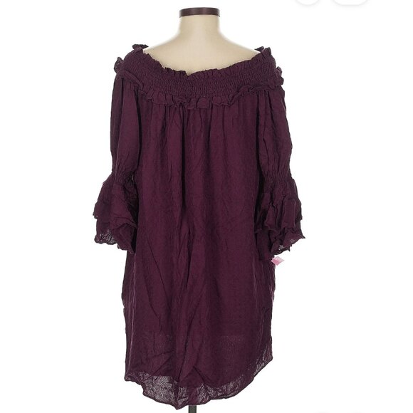 ✨  MISS ME ✨ 100% Viscose Burgundy Casual Dress - Picture 2 of 5